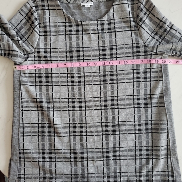 J. Jill Gray Black Silver Metallic Plaid Medium - Picture 3 of 11